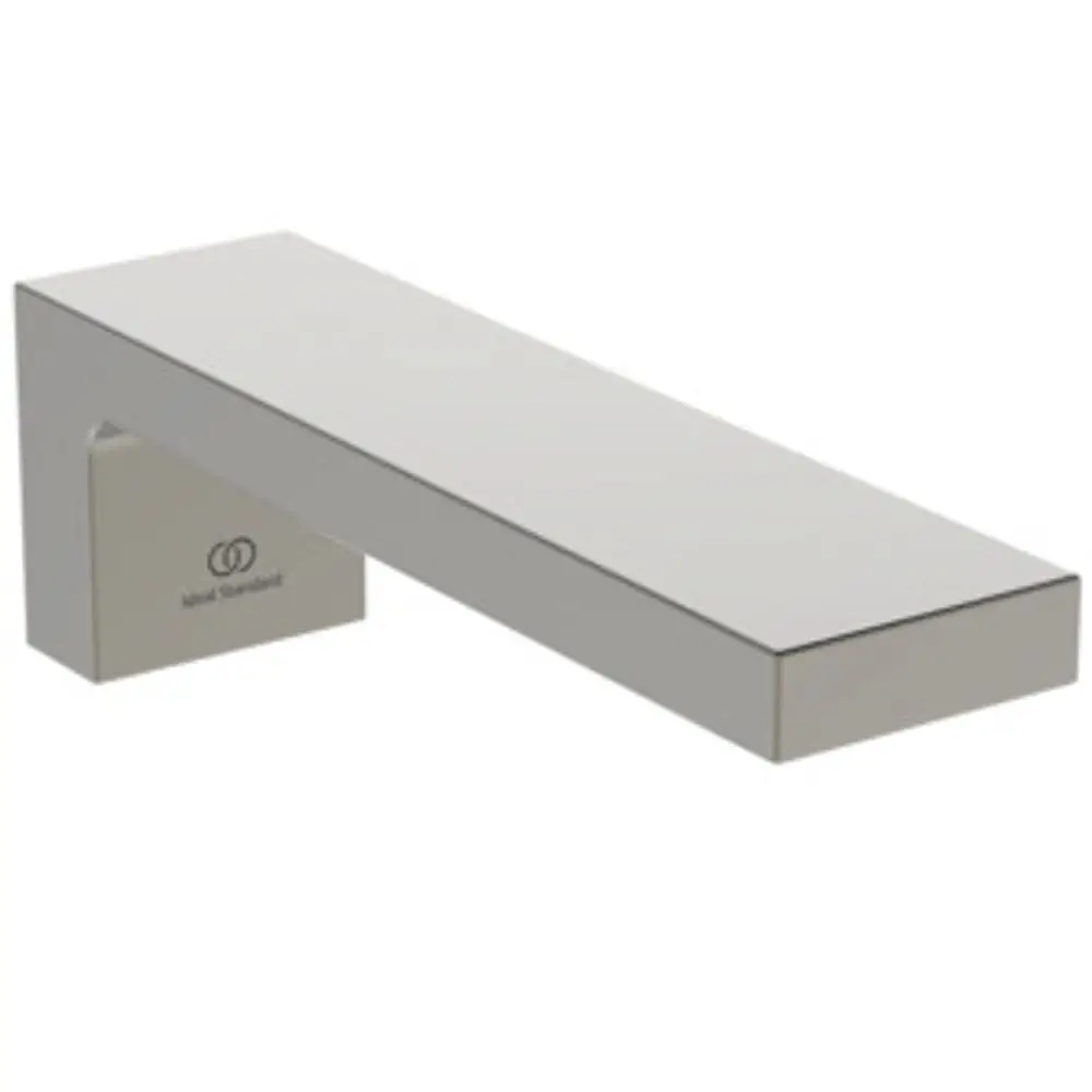 Wandauslauf in rechteckiger Form mit flacher Oberfläche. Logo von Ideal Standard ist sichtbar. Das Produkt wirkt schlicht und funktional.